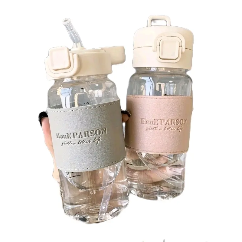 HankPARSON 500ml Anti Leakage Bottle with Straw for Outdoor - Perfect for Outdoor Play and Fun - Drinkware, Water Bottles Transparent Lid Lightweight