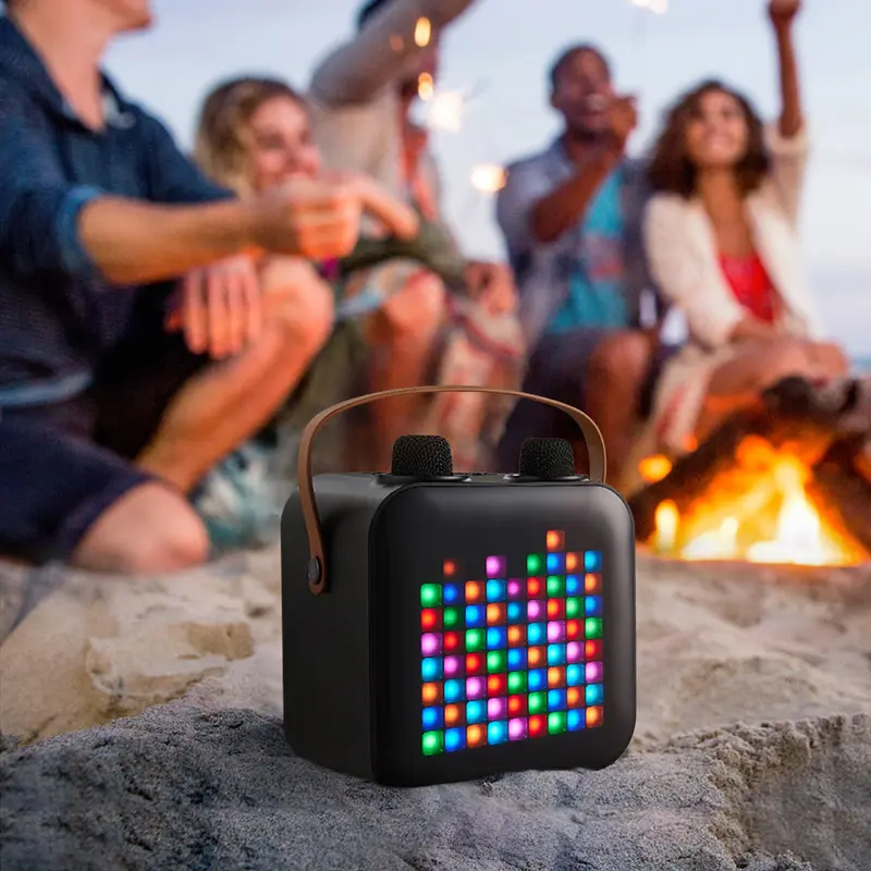 Lifeideas Portable Wireless bluetooth 5.0 RGB Light Karaoke Speaker With 2 Microphones Audio Smartphone 1