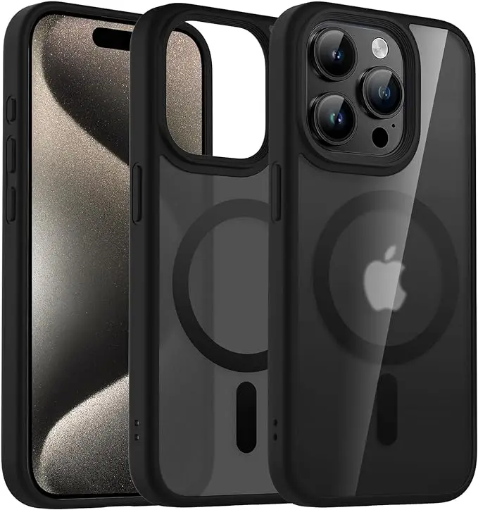 Shockproof Magnetic Wireless Charging Case for iPhone 15 Pro Max Case, Super high Quality Case ( Black ) Smartphone Protective Cover