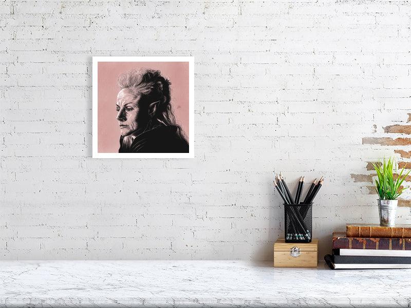 Faerie by Sophie Hall. Limited edition print of pencil and chalk drawing featuring Maxine Peake as Titania. Framed or Print Only. 2