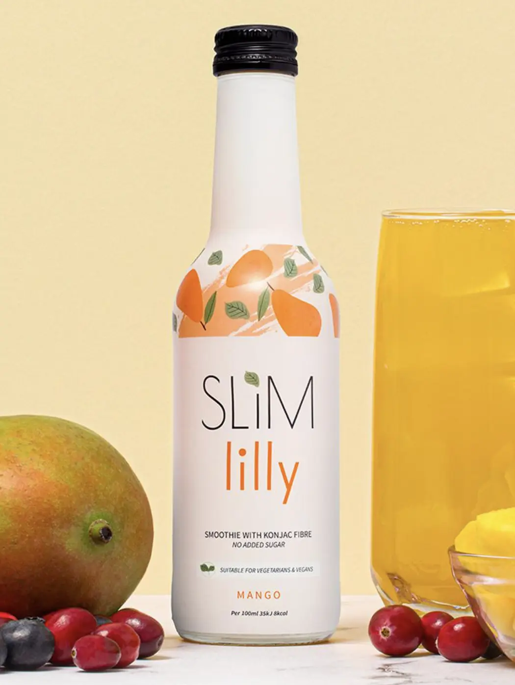 Slim Lilly 6x250 ml Mango Smoothie Konjac Plant Fiber Healthy Drink Low Calorie Natural Supports Gut Health and Digestion