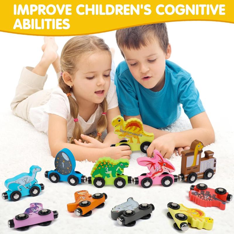 Dinosaur Train Toy, 1 Set Number Train Montessori Toy for Toddlers, Block Assembly Toy for Birthday, Birthday Gifts for Kids 1 year old girl toys early educational baby development 5