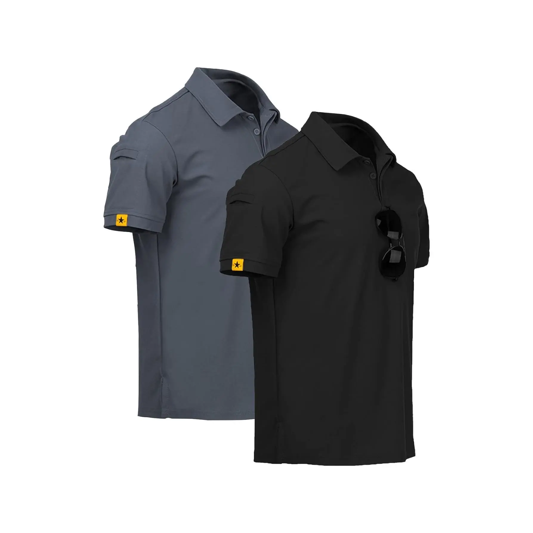 2 Pack Mens Polo Shirts Short Sleeve Performance Sports Golf Shirt for Men Tactical Shirt