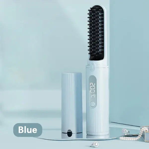 Portable Hair Straightening Brush Cordless Hair Straightener Comb Rechargable Hair Straightening portable comb with 4 Heat Settings USB Fast Charging Mini Electric Comb Styling  for men and women styler heated brush hairstyling beard straightener tool