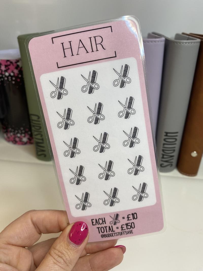 Product Introduction of Hair Savings Tracker, Cash Stuffing, Budgeting, baby Pink design 1