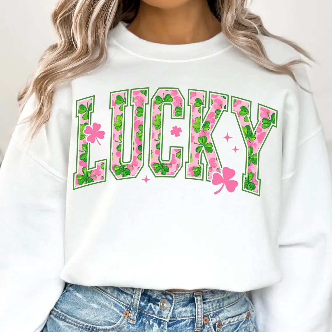 Lucky St Patrick's Day Shirt, Coquette Shamrock Sweatshirt