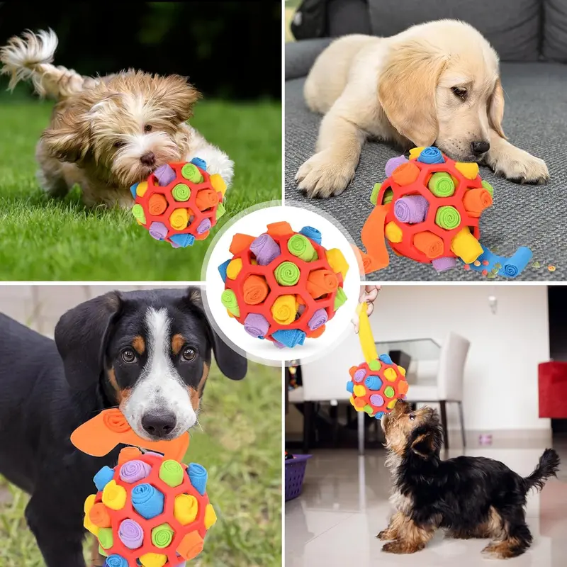Interactive Dog Puzzle Toy – Snuffle Ball & Treat Dispenser for Slow Feeding, Mental Stimulation & Foraging – Squeaky & Durable Dog Toy - Herding Ball Dog enrichment 4