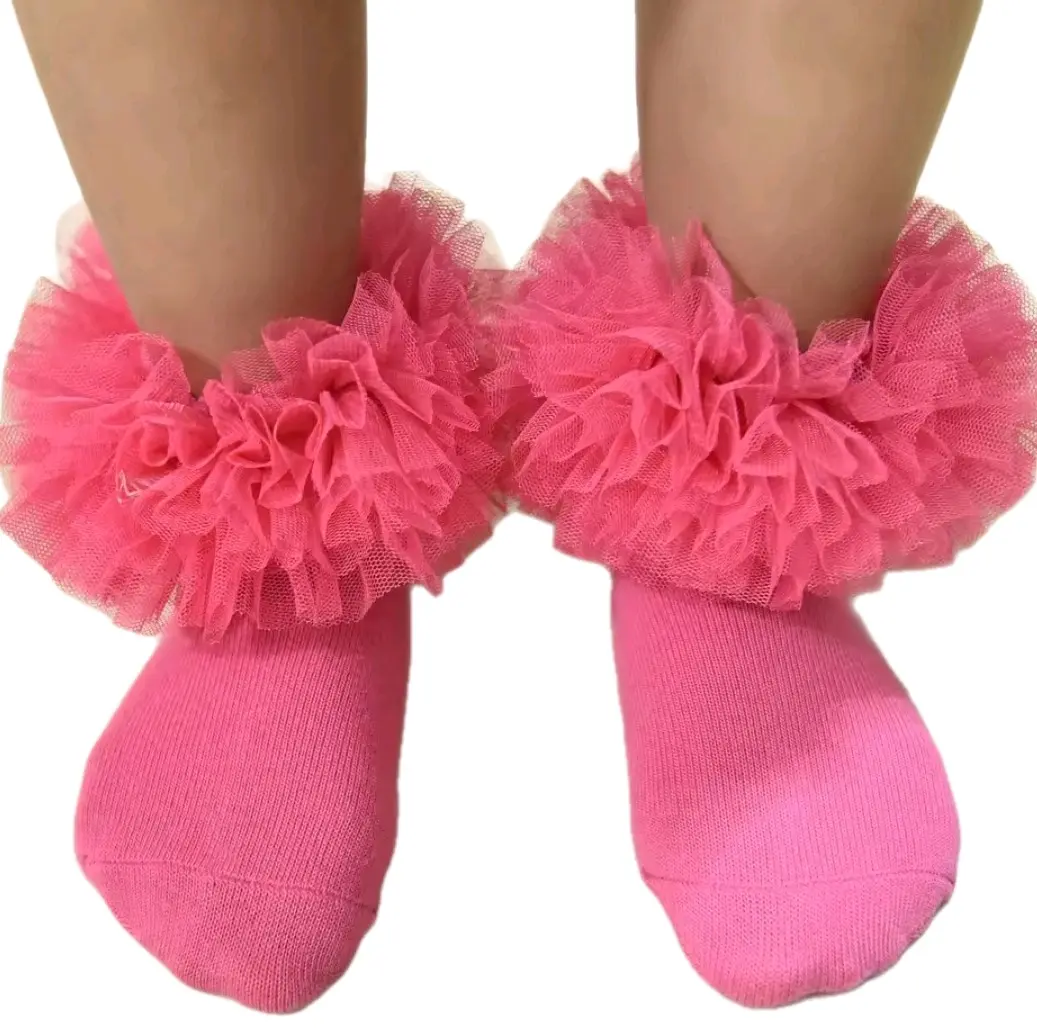 "Hot Pink" Super Soft Girls Tutu Ankle Socks for Kids Fashion Accessories