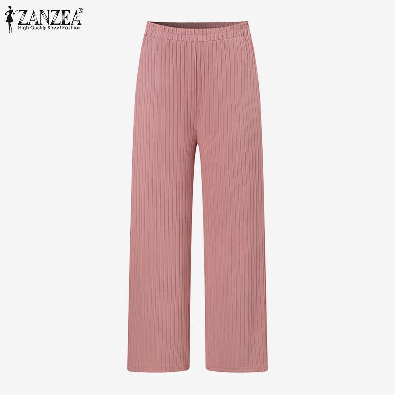 Product Introduction of Long Sleeve Blouse Wide Leg Pants Sets ZANZEA Women Matching Sets Solid Islamic Clothing Muslim Tracksuit Outifits 2PCS 18