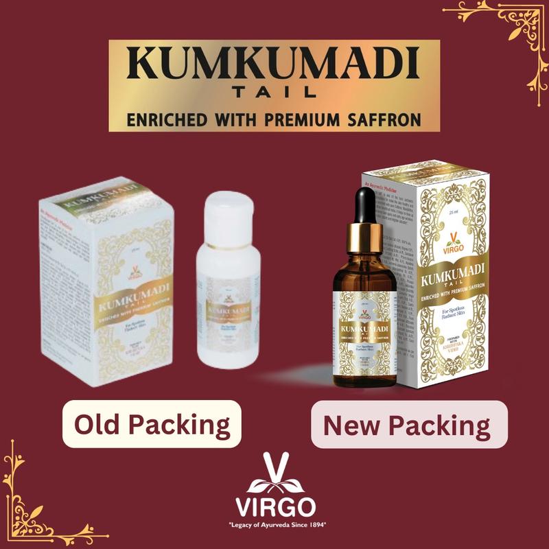 Virgo Ayurveda Natural Kumkumadi Oil Pure Saffron Herbal Made for Face & Skin Oil with Premium Saffron Herbal Made for Face & Skin 25ml - Early age wrinkles | Black spots | Pimples | Dull Skin | Uneven skin tone Skincare Moisturize Moisturizing 4