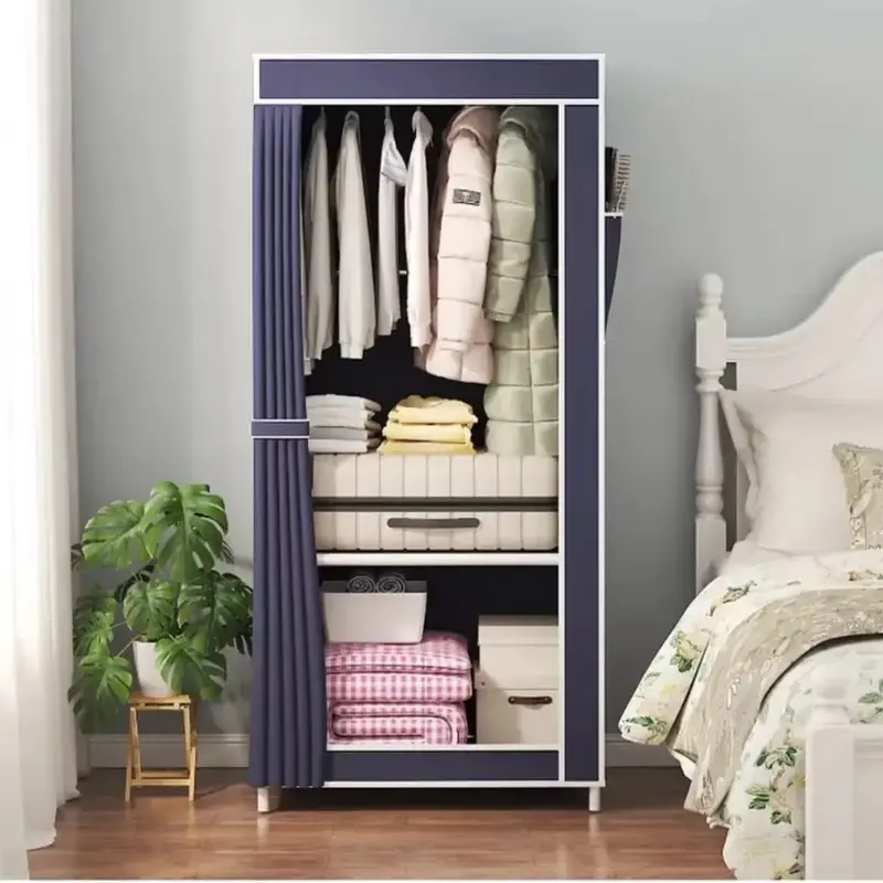 Simple Wardrobe Bedroom Household Assembly Cloth Wardrobe Organize Storage Cabinets Economic TypeHousehold Assembly Wardrobe 3