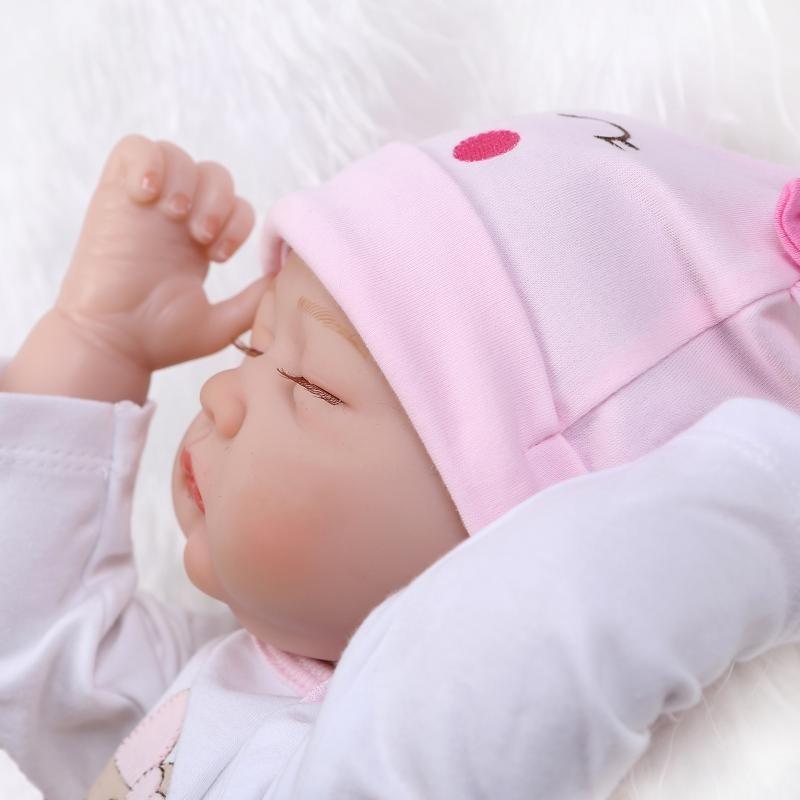 Sleeping 55cm Reborn Baby Doll 22 Inch Lifelike Soft Silicone Newborn Girls Bedtime Toys Girls Birthday Gift Halloween/Thanksgiving Day/Christmas gift Easter Gift 5