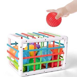 Product Introduction of Montessori Toys for 1 Year Old Baby Shape Sorter - Sensory Toy Activity Cube - 12 Pieces - Girls Boys 1st Birthday Easter Gifts 9
