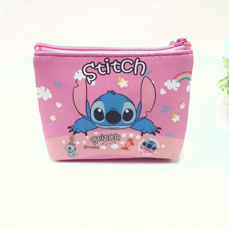 Product Introduction of Stitch Themed Wallet - Colorful Cartoon Print Mini Coin Purse with Zipper, PU Material, Portable Card Holder Keychain Accessory 2