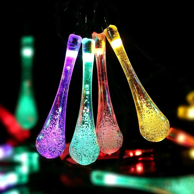 50 LED Teardrop Solar Lights Outdoor Garden Waterproof, Multicolor Solar String Lights, 22.6Ft/6.9M Length 7