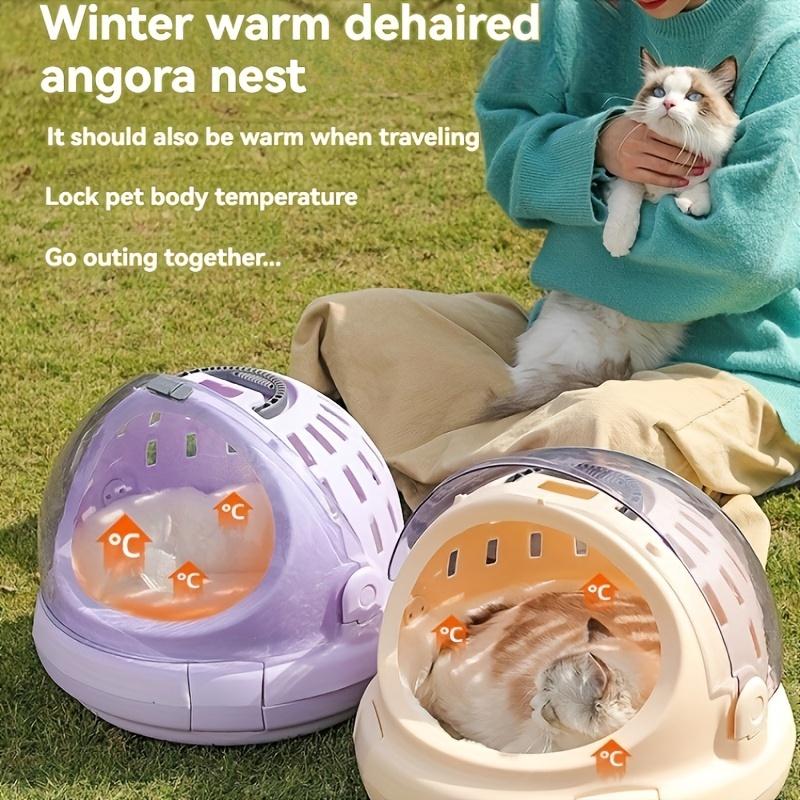 Portable Space Capsule Cat Carrier - Transparent ABS Travel Bag with Panoramic View for Emergency Outings 1