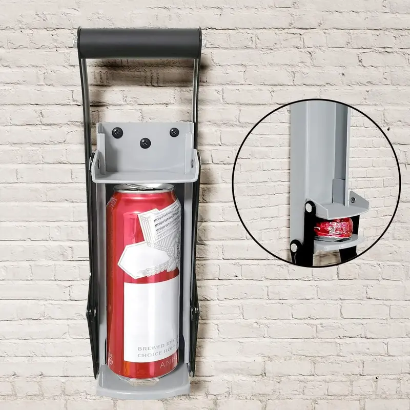 Can Crusher & Bottle Opener | 500ML Heavy Duty 16OZ 2 in 1 Crushes Soda Cans and Beer Cans | Large Beer Tin Can Crusher Wall Mounted Recycling Tool Bottle Opener | Plastic Bottle Crusher Kitchen Stainless Utensils Steel 2