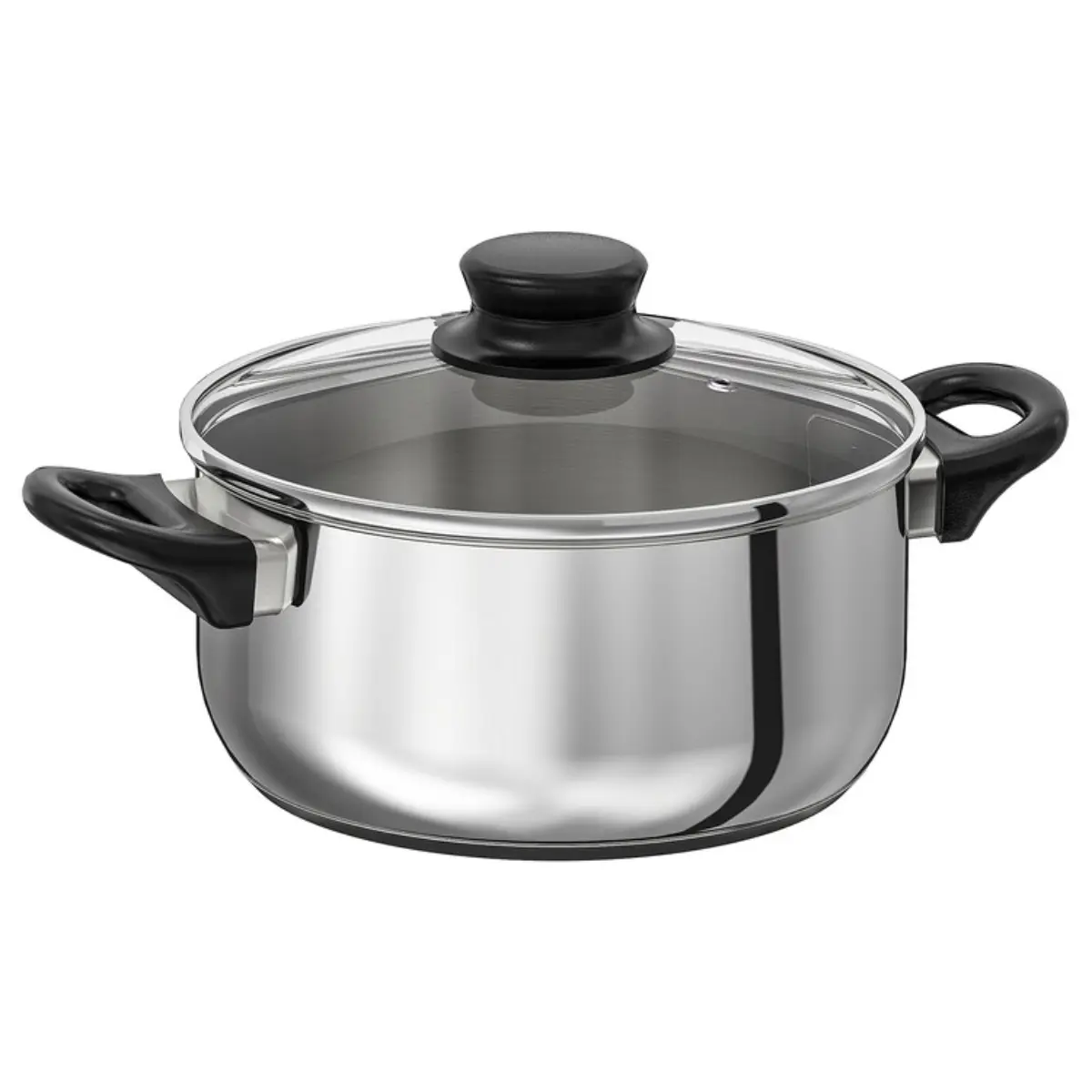2.8L Clear Glass & Stainless Steel Cooking Pot with Lid Stylish, Durable & Perfect for Everyday Cooking Cookware Plastic