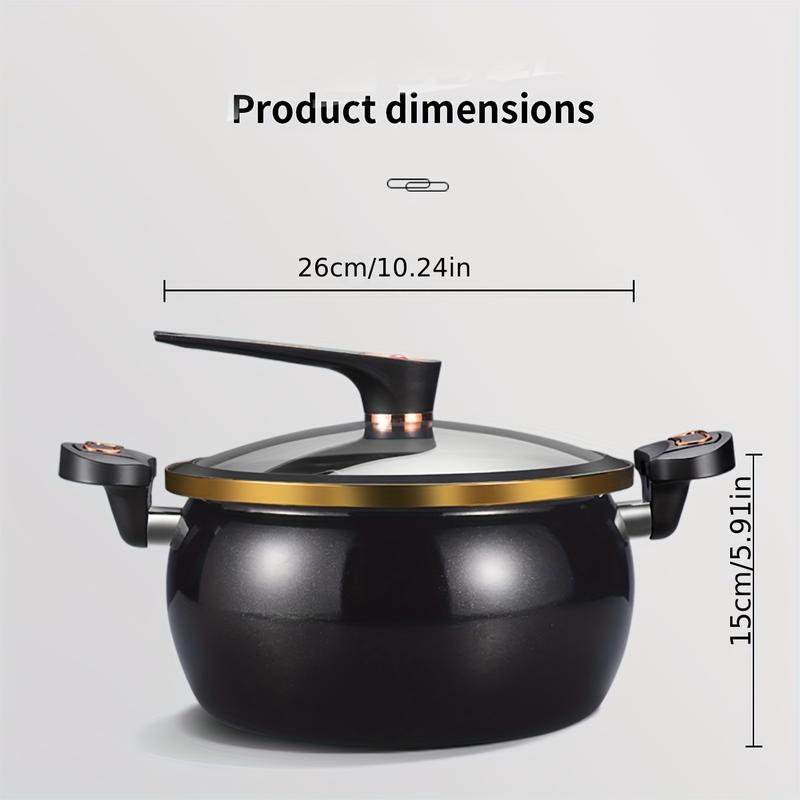 [Kitchen essentials] 1pc Fat and Chubby Soup Pot for Home Use, 7L Large Capacity, 26cm, Non-stick Pot, Suitable for Induction Cooker and Gas Cookware Black 3