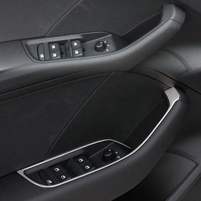4pcs Stainless Steel Window Glass Lifting Buttons Frame Cover Trim For Audi A3 8V 2013-2020 Car Door Armrest Panel Decoration 3