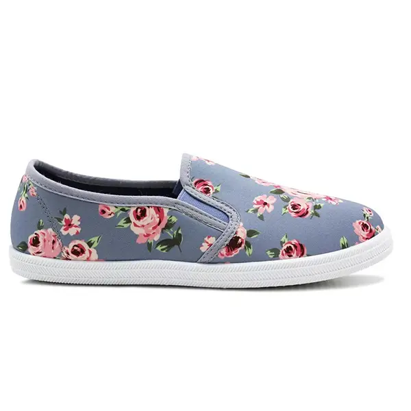 Ladies Womens Soft Canvas Low Top Slip On Flat Cushioned Walking Pumps Plimsolls Shoes Trainers 1