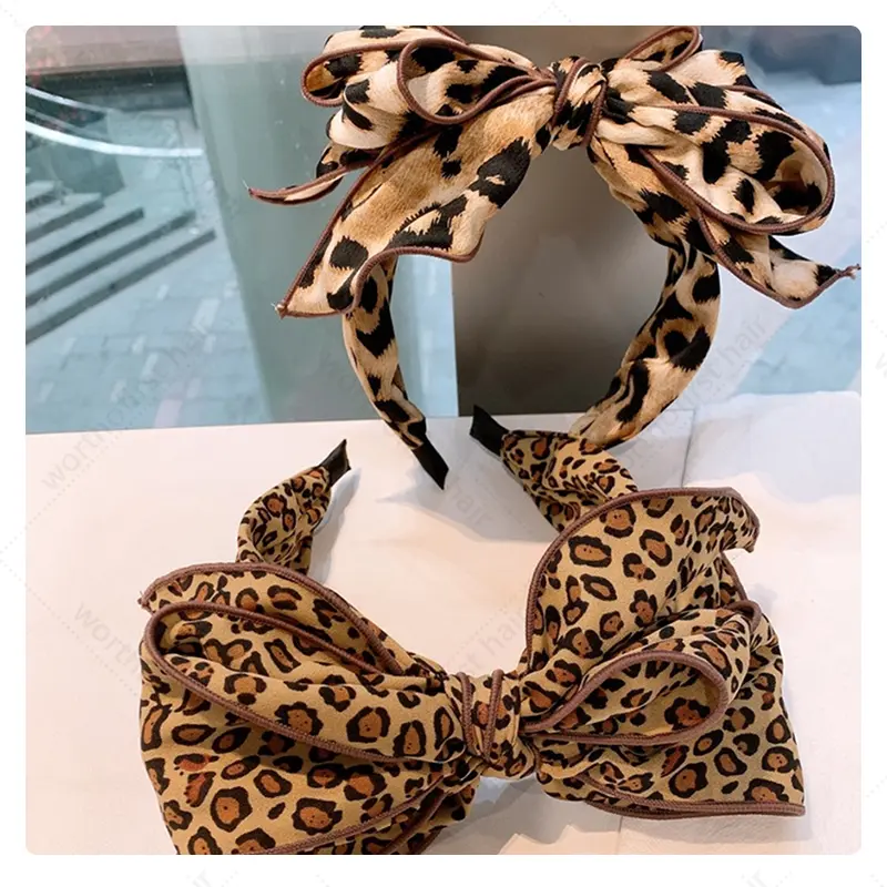 Hair Band of the original retrostyle leopard print headband multilayer bow headband fairy series headband accessoriesWomen