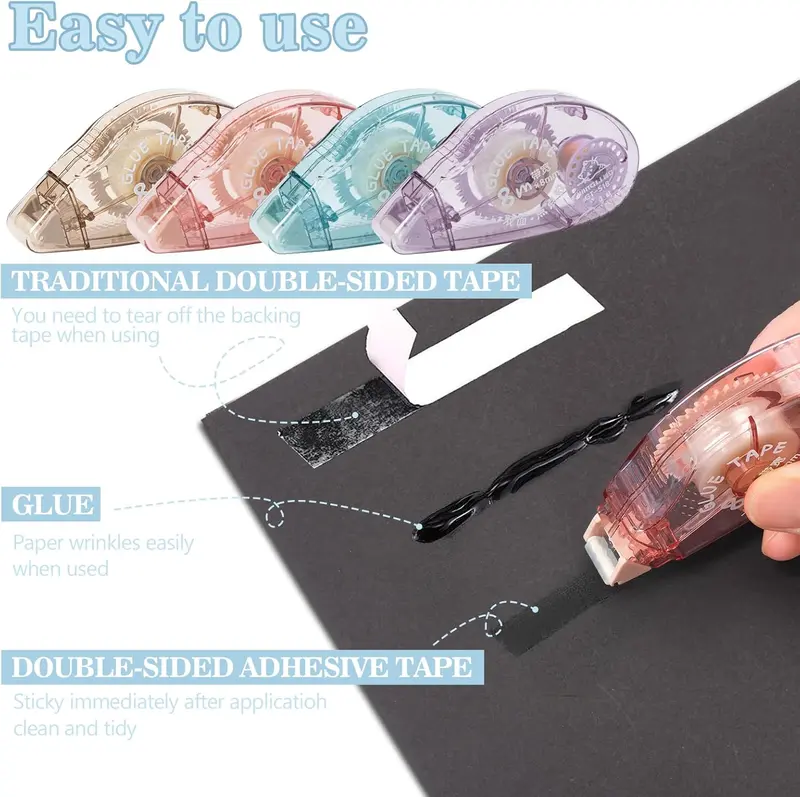 4 Pack Double Sided Tape Dispenser with Built-in Rollers for Scrapbooking, Cards, and Crafts 1