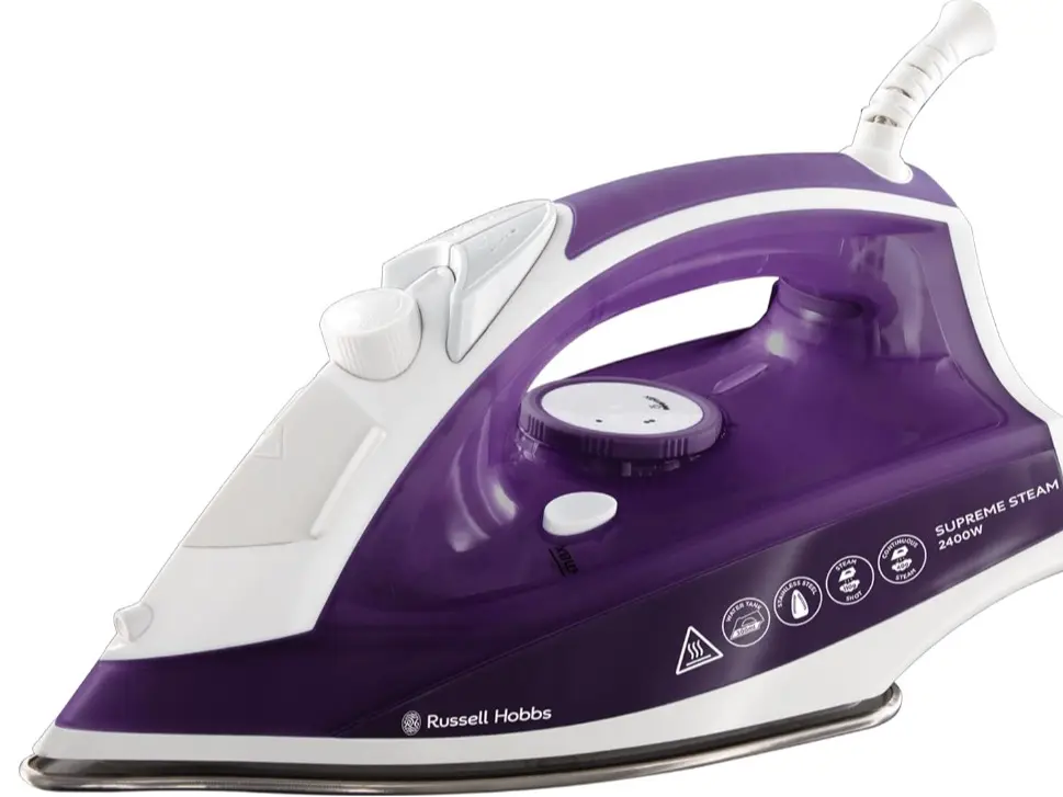 Russell Hobbs Supreme Steam Iron, Powerful vertical steam function, Non-stick stainless steel soleplate, Easy fill 300ml Water Tank, 110g Steam Shot, 40g Continuous steam, 2m Cord, 2400W, 23060