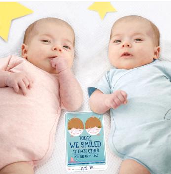 Twin Milestone Original Baby Keepsake Cards - Set of 30 for Newborn Twins First Year Memories 3