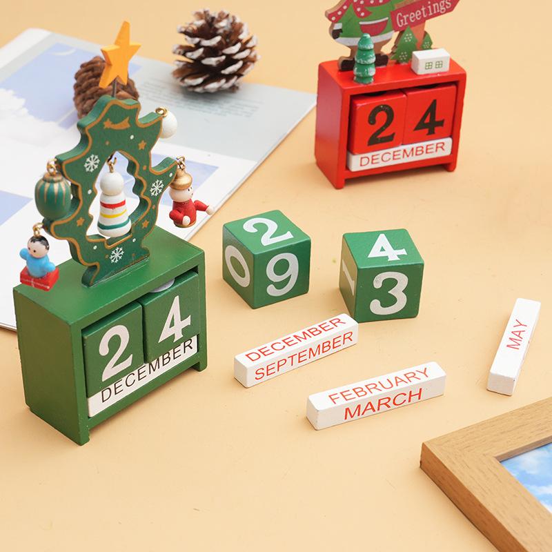 Product Introduction of Wooden Christmas Countdown Calendar with Santa, Elk, and Snowman - Decorative Holiday Blocks for Home and Office, Festive Xmas Advent Numerical Display, Seasonal Gift, No Feathers, Multi-Color 2