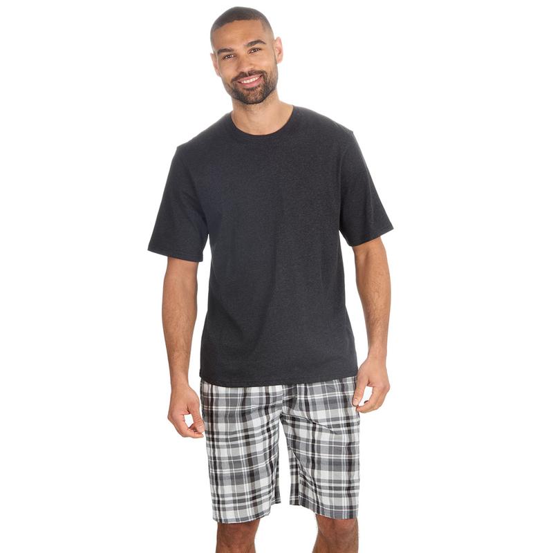 Mens 2-Piece Pyjama Set Short Sleeve T-Shirt Bottoms Loungewear Set S-XXL 2