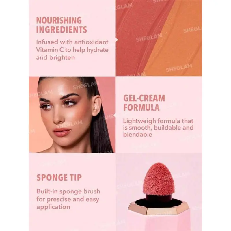 SHEGLAM Color Bloom Dayglow Liquid Blush Shimmer Finish-Love Cake Glowing Gel Cream Blush Long Lasting Non-Fading Highly Pigmented Lightweight Long Wear Smooth Blusher Winter Pink Gifts Blush Day Decor Love Gift Winter Makeup Party Fashion Girl Cosmetic 4