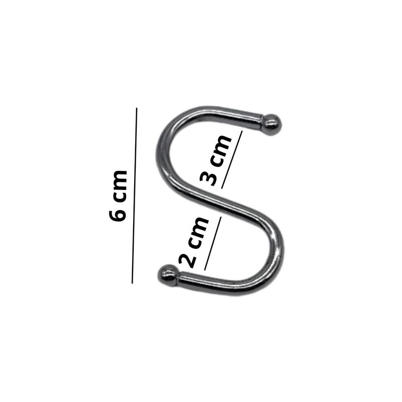 60mm  S Hooks For Kitchen Rack, Pan Hanger, Utensil Hanging Rail Chrome  Ball Ends 1