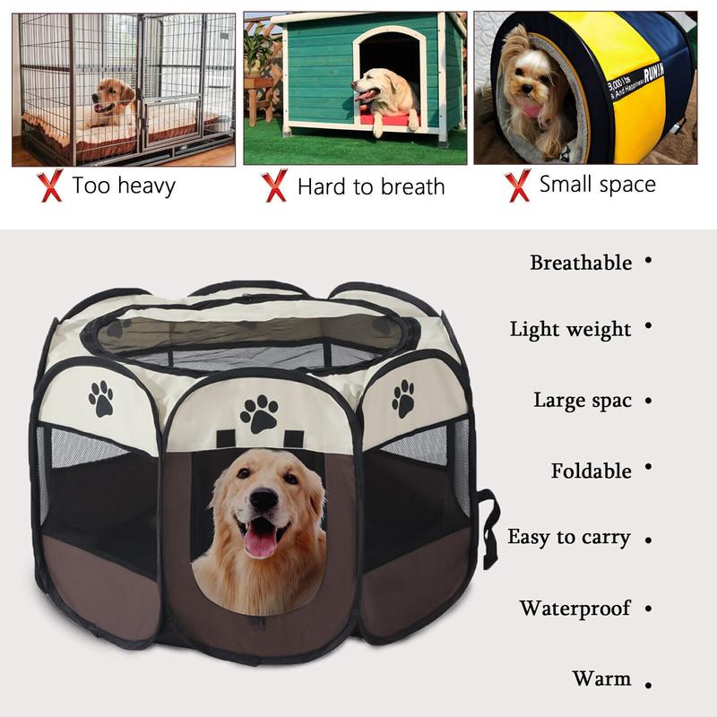 Product Introduction of Large Portable Pet Dog Cat Playpen Tent Oxford Fabric Fence Kennel Cage NEW 1
