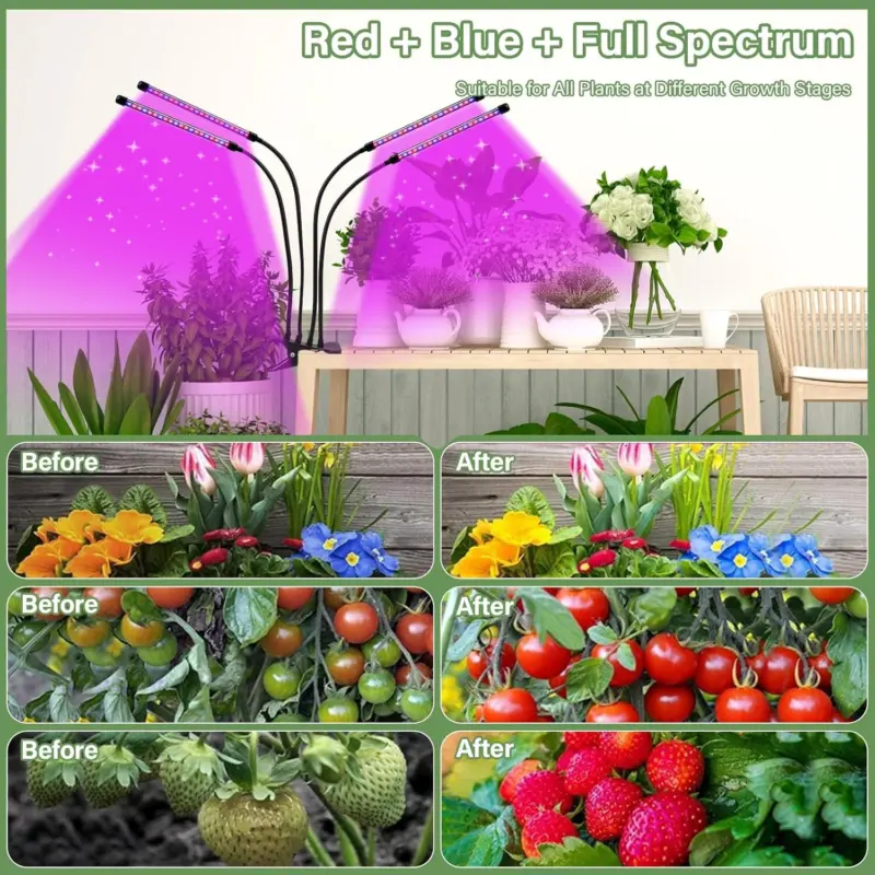 Customizable 2/3 HEAD LED Plant Grow Light: USB - Powered Full - Spectrum Lamp for Indoor UV Veg Growing 7
