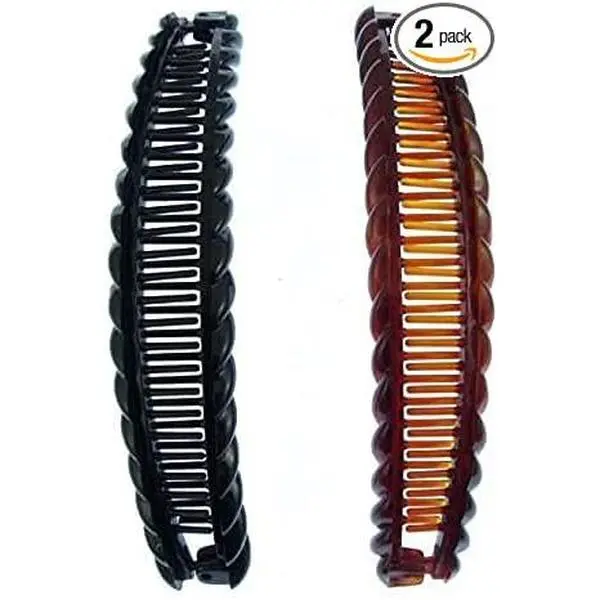 Rocita one black and one brown long banana hair clips dual purchase 15cm