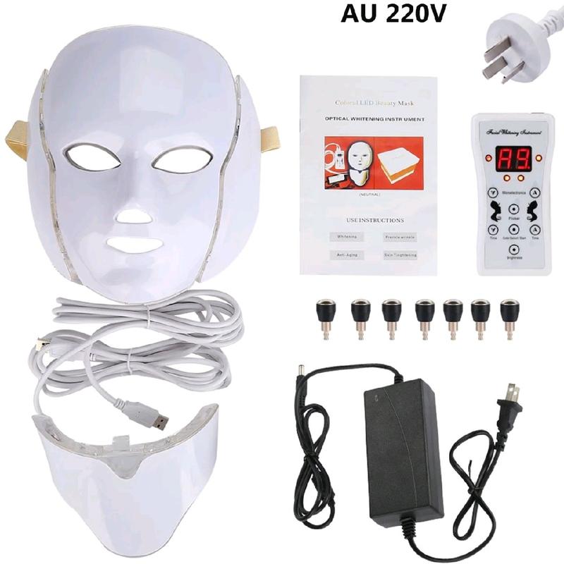 7 Colors Light LED Facial Mask with Neck Face Care Treatment Beauty Anti Acne Therapy Face Whitening Skin Rejuvenation Machine - Comfort tools clipper 6