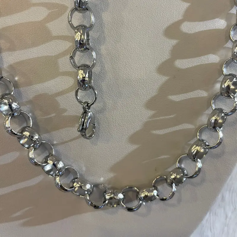 Belcher necklace and bracelet set silver diamond cut 1