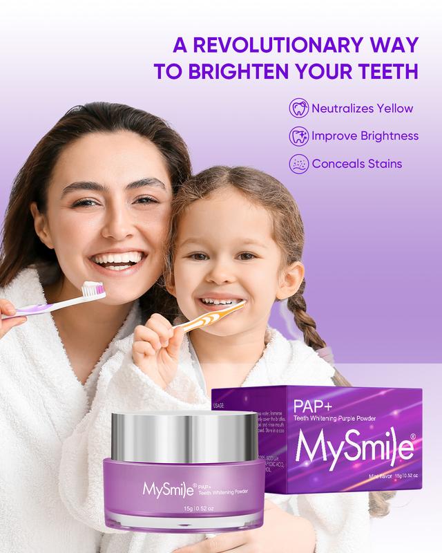 MySmile PAP Natural Mint Non-Sensitive Teeth Whitening Powder for Fresh Oral Care Brush Foaming 2