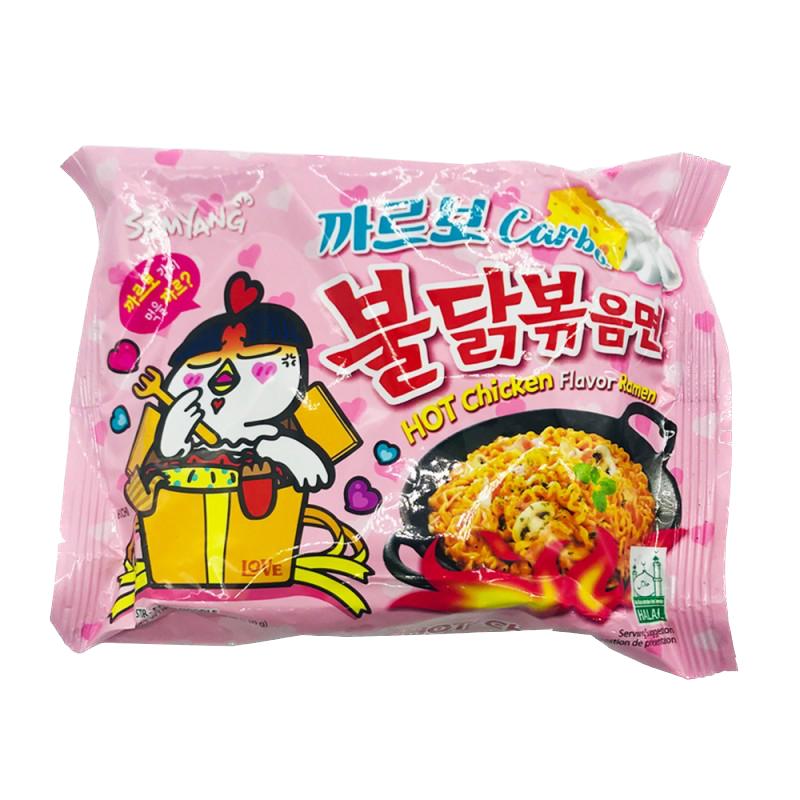 Samsam&Samyang Korean Style Instant Tteokbokki, Topokki Meal Set - Carbonara & Cheese Flavor Ramen, Spicy Hot Chicken Buldak Noodles, Fire Noodles Buldak Bokkeum, and Rice Cake Topokki Food 7