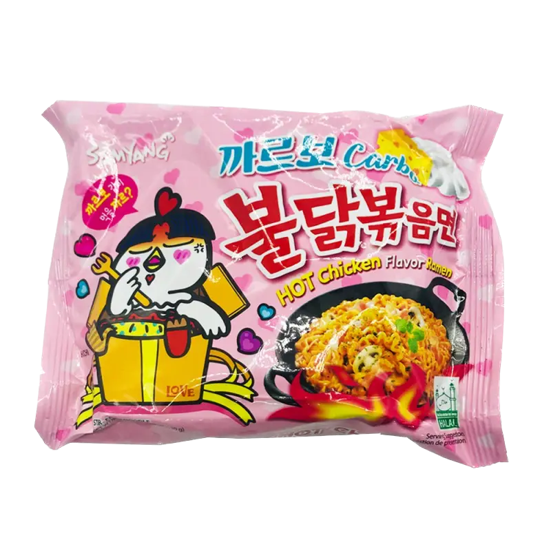 Samsam&Samyang Korean Style Instant Tteokbokki, Topokki Meal Set - Carbonara & Cheese Flavor Ramen, Spicy Hot Chicken Buldak Noodles, Fire Noodles Buldak Bokkeum, and Rice Cake Topokki Food 7