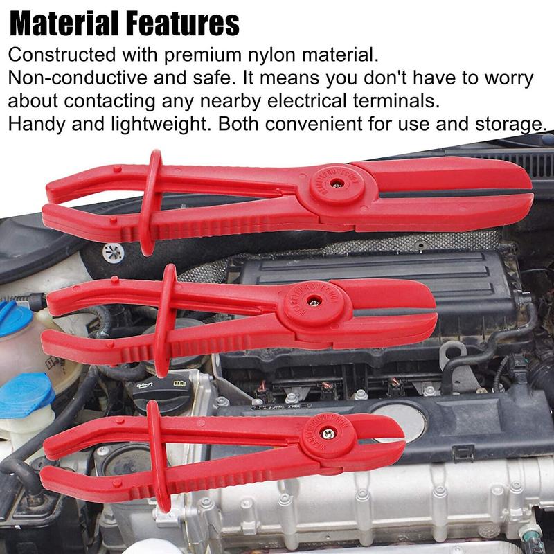 3X Hose Pinch Clamp Red Brake Fuel Water Line Plier Set Garage Hand Tool Kit 1