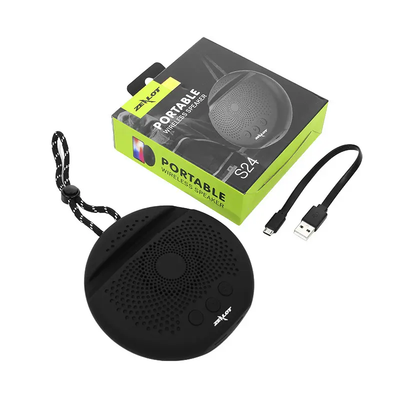 Zealot S24 Portable Stereo Mini Wireless Bluetooth 5.0 Speaker  IPX5 Waterproof Built-in Microphone with Lanyard  with TF Micro SD Card Slot (TF SD card not included) With Built-in HD Microphone 2000mAh Huge Battery! 6