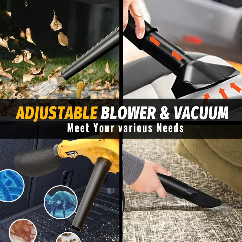 (Battery Not Included)Cordless Leaf Blower Compatible with 20V Battery, 2-in-1 Electric Leaf Blower & Vacuum, Small Leaf Blower for Lawn Care, Dust, Pet Hair, Car 4