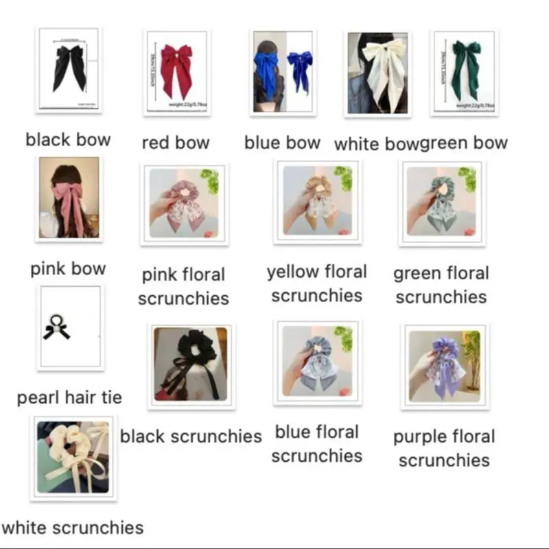 Hair Bow Clip Mix Womens Large Bow Ribbon Barrettes Steel Hairpin Satin Hair Clip Hair Accessories, Bow Ribbon bow scrunchies, Floral bow scrunchies, Peal bow scrunchies, Black, White, Green, Pink, Red, Blue, gift recommendation 3