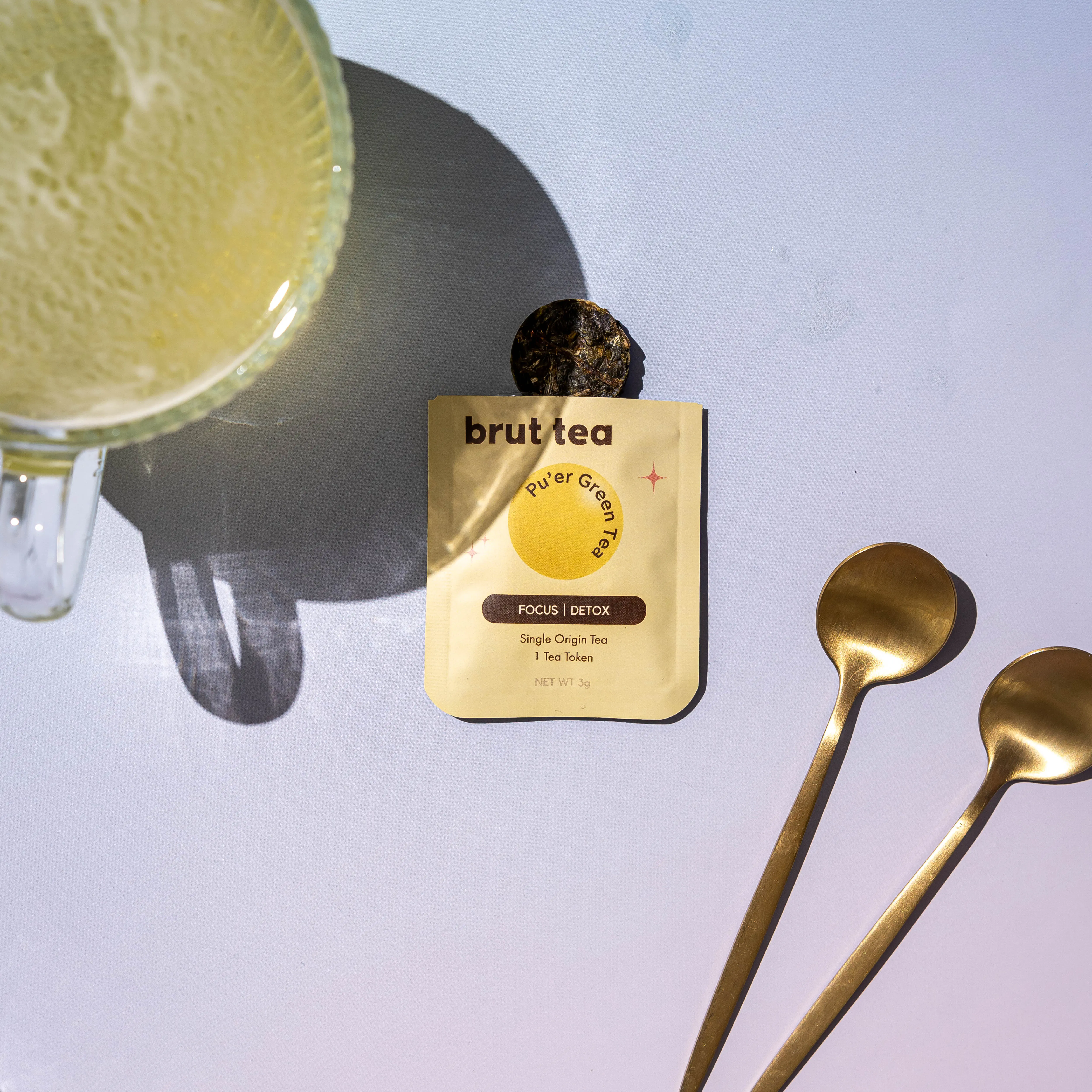 brut tea Pu'er Green Tea Token | Foucs & Detox