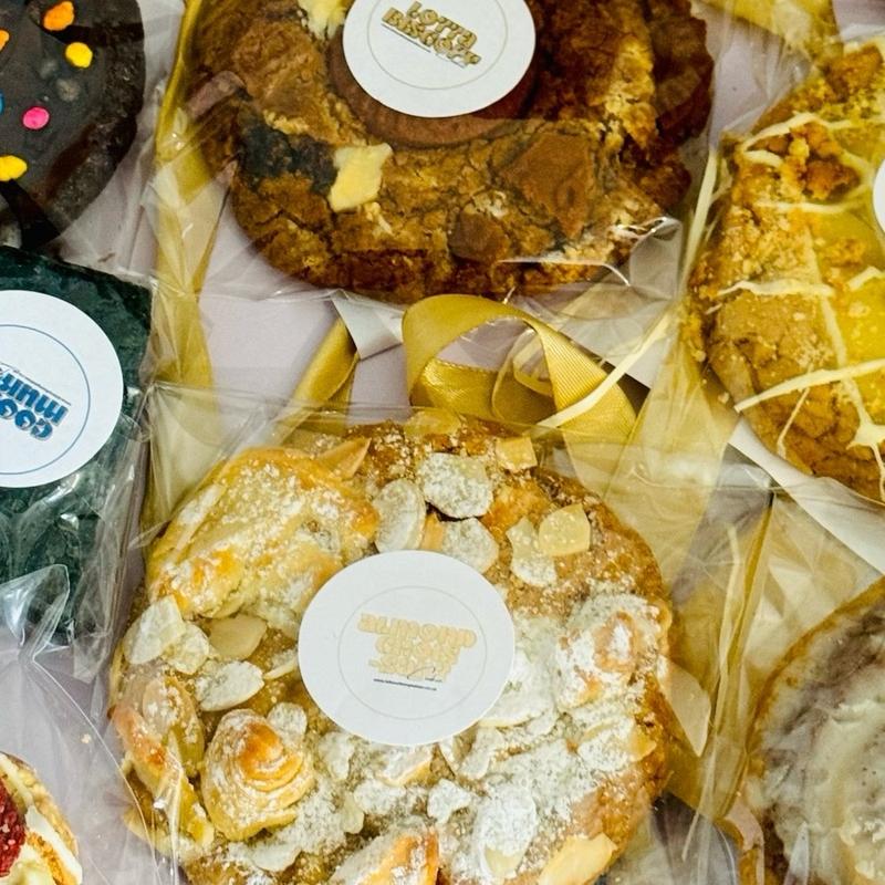 The Almond Croissant (STUFFED) Cookie by Bites of Temptation (DESSERT SIZE Snack) | Almond-Based Cookie with Home Baked Croissant Pieces, Cream Cheese Filling, White Chocolate Chunks & Powdered Sugar Dusting | Halal Suitable cookies 2