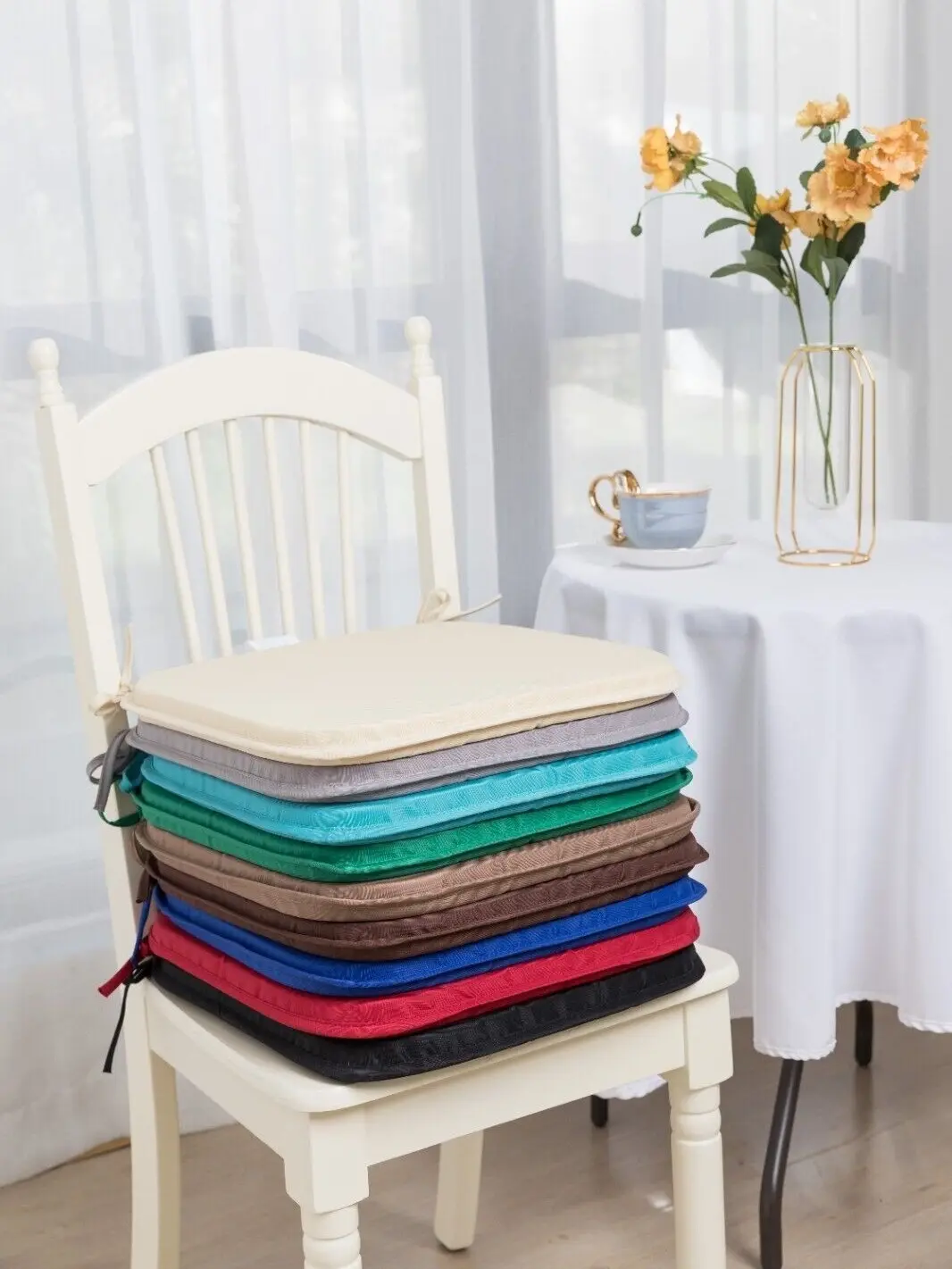 Premium Chair Seat Pads Cushions Tie-On for Dining Garden Kitchen 38 x 38 x 2cm