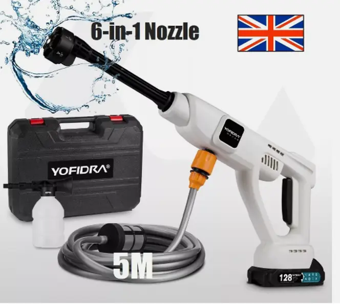 Cordless Portable Car High Pressure Washer Jet Water Wash Cleaner Gun +2 Battery