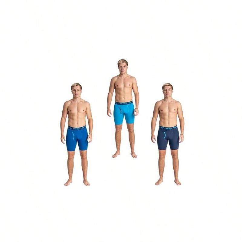 Kandor Long Leg Mens Boxers – Pack Of 3, Stretch Cotton, Anti Chafing Boxer Shorts For Men, Men's Underwear Trunks With Front Opening, Underpants Multipack 2